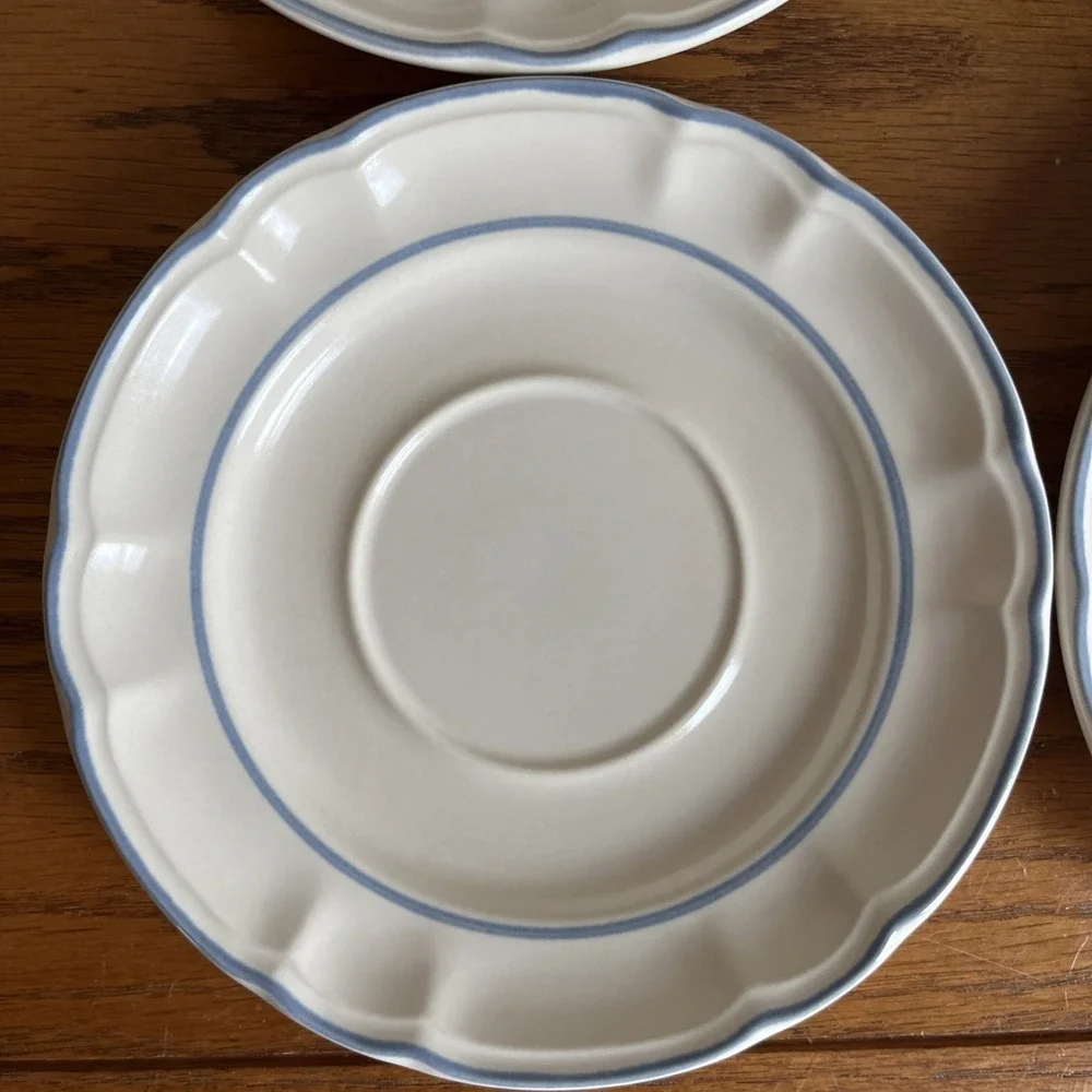 Vintage Cordella Collection Bluet Set Of 4 Saucers And 1 Coffee Cup Blue Floral